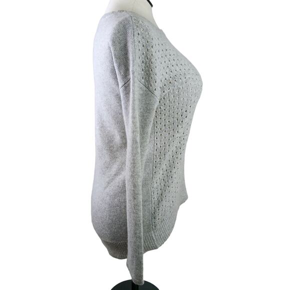 Wythe NY Women's SZ S 100% Cashmere Grey Round Perforated Weave High-Low Sweater - Picture 5 of 7